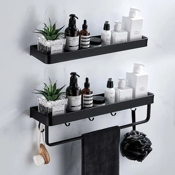 Wall-Mounted Bathroom Shelf with Towel Bar